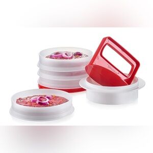 NEW Tupperware Hamburger Press & Keepers  Set